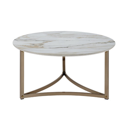 ACME Aziz Sintered Stone Top & Champagne Coffee Table Model LV02825