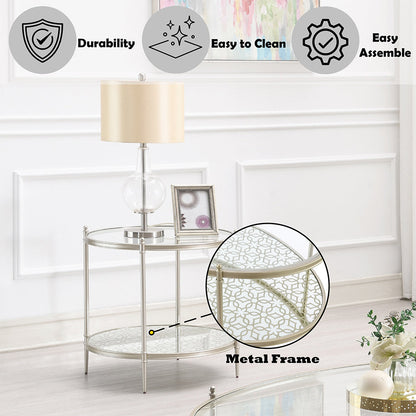 ACME Zaba Glass Top & Champagne End Table Model LV02756