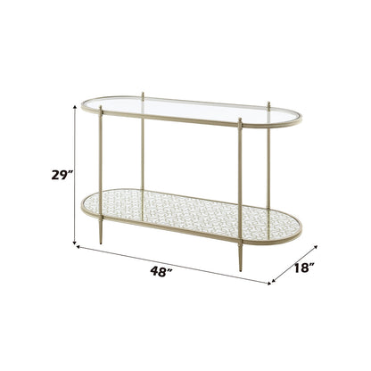 ACME Zaba Glass Top & Champagne Sofa Table Model LV02757