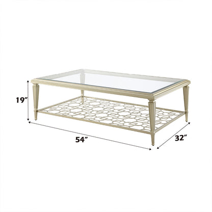 ACME Zaba Glass Top & Champagne Coffee Table Model LV02785