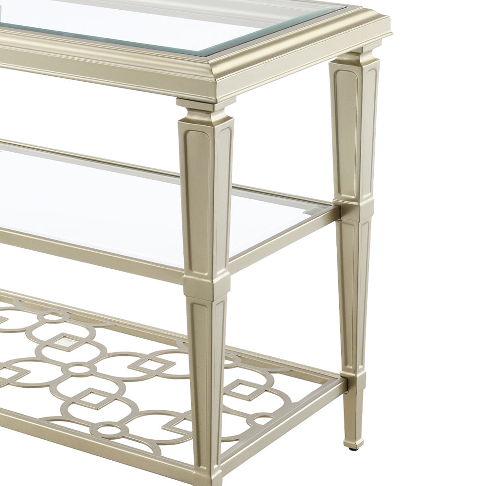 ACME Zaba Glass & Champagne End Table Model LV02786
