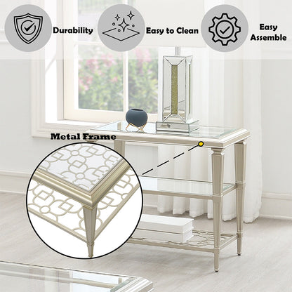 ACME Zaba Glass & Champagne End Table Model LV02786