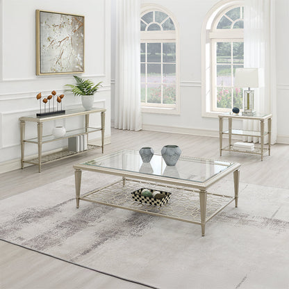 ACME Zaba Glass & Champagne Sofa Table Model LV02787