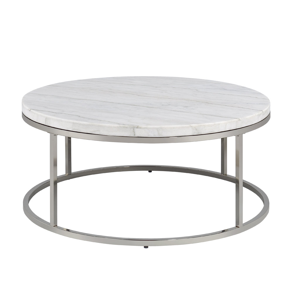 ACME Zaidee Natural Marble Top & Nickel Coffee Table Model LV02795