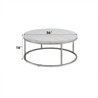 ACME Zaidee Natural Marble Top & Nickel Coffee Table Model LV02795