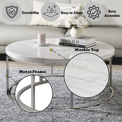 ACME Zaidee Natural Marble Top & Nickel Coffee Table Model LV02795