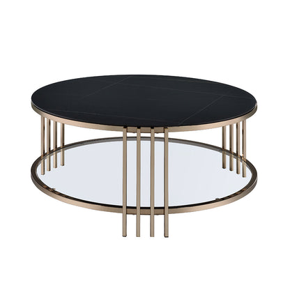 ACME Abisha Sintered Stone Top & Champagne Coffee Table Model LV02815