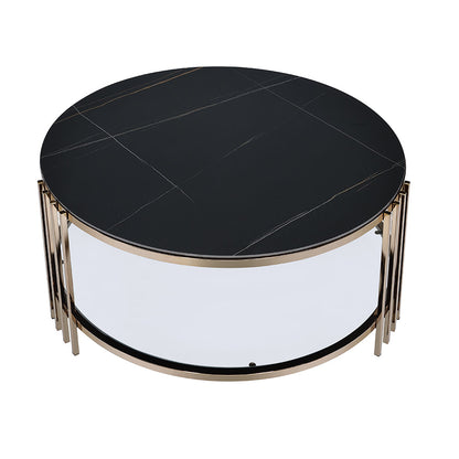 ACME Abisha Sintered Stone Top & Champagne Coffee Table Model LV02815