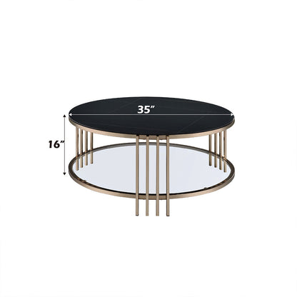 ACME Abisha Sintered Stone Top & Champagne Coffee Table Model LV02815