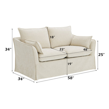ACME Shane Beige Linen Loveseat with 2 Pillows Model LV02911