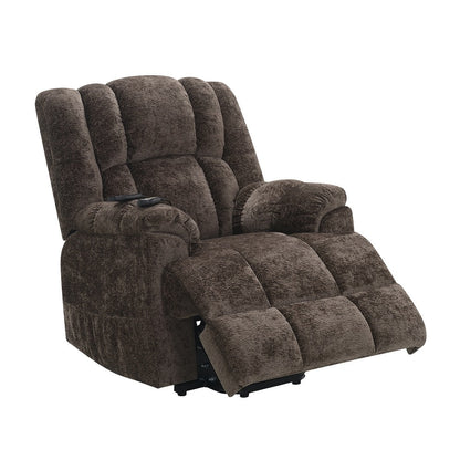 ACME Pacay Brown Chenille Power Recliner with Lift Heating & Massage Model LV02998