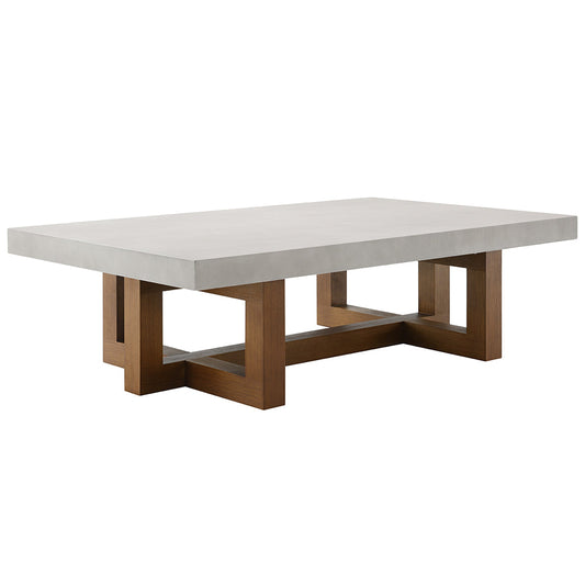 ACME Keven Faux Concrete Top & Walnut Coffee Table Model LV03015