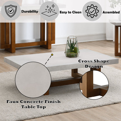 ACME Keven Faux Concrete Top & Walnut Coffee Table Model LV03015