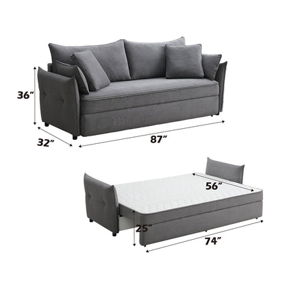 ACME Irina Gray Fabric Sofa with Sleeper Storage & 4 Pillows Model LV03100