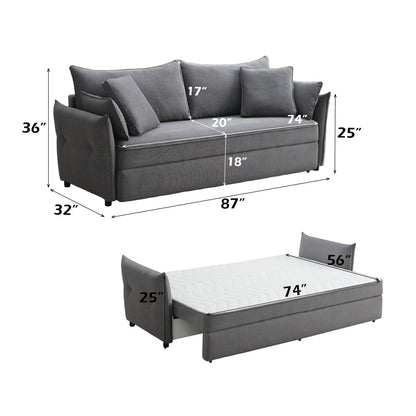 ACME Irina Gray Fabric Sofa with Sleeper Storage & 4 Pillows Model LV03100