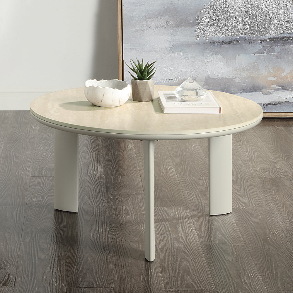 ACME Ingram Ceramic Top & Light Gray Coffee Table Model LV03115
