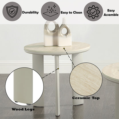 ACME Ingram Ceramic Top & Light Gray End Table Model LV03116