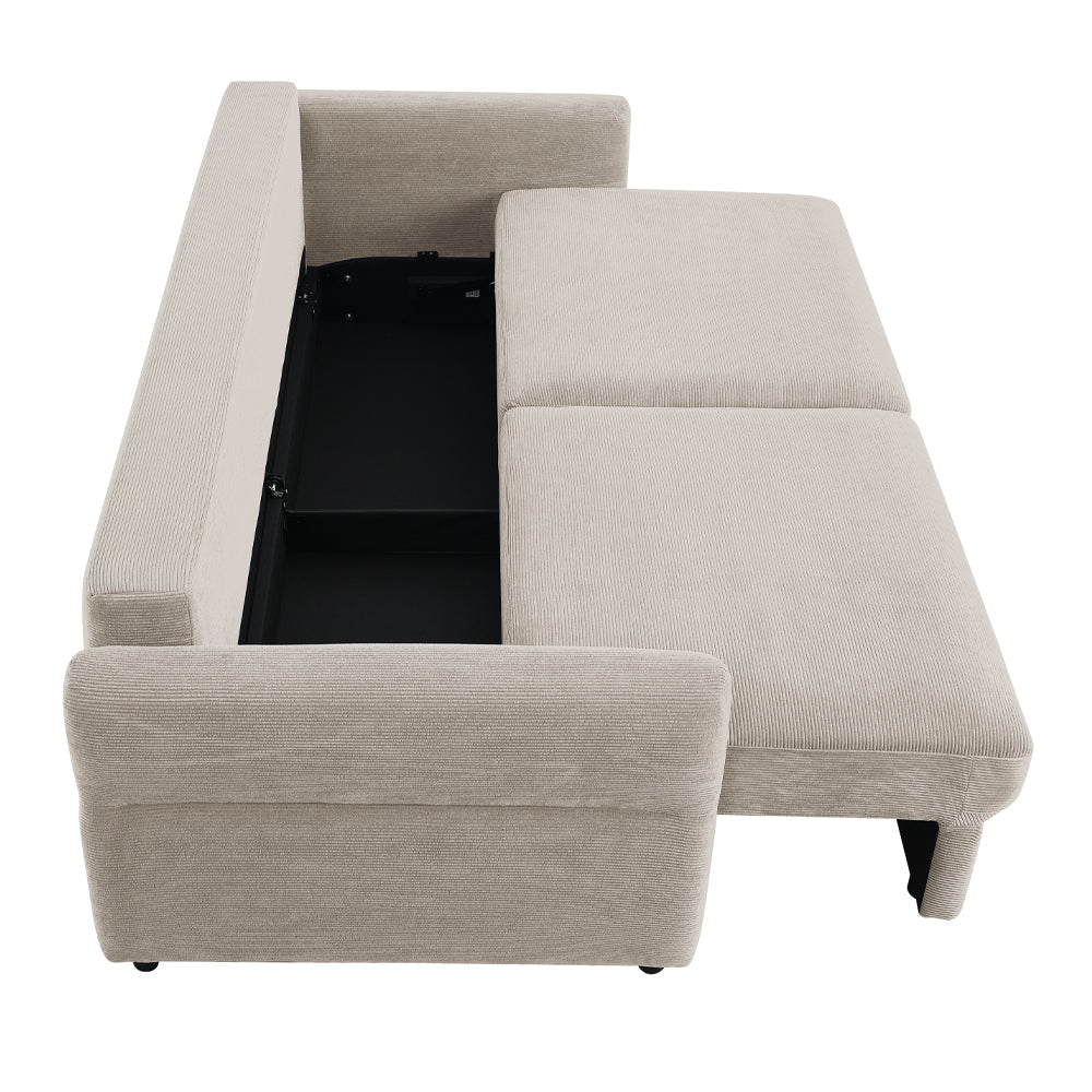 ACME Haran Beige Fabric Sofa with Sleeper Storage & 2 Pillows Model LV03130