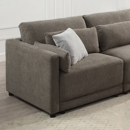 ACME Rylie Brown Linen Modular LF Chair with 3 Pillows Model LV03150