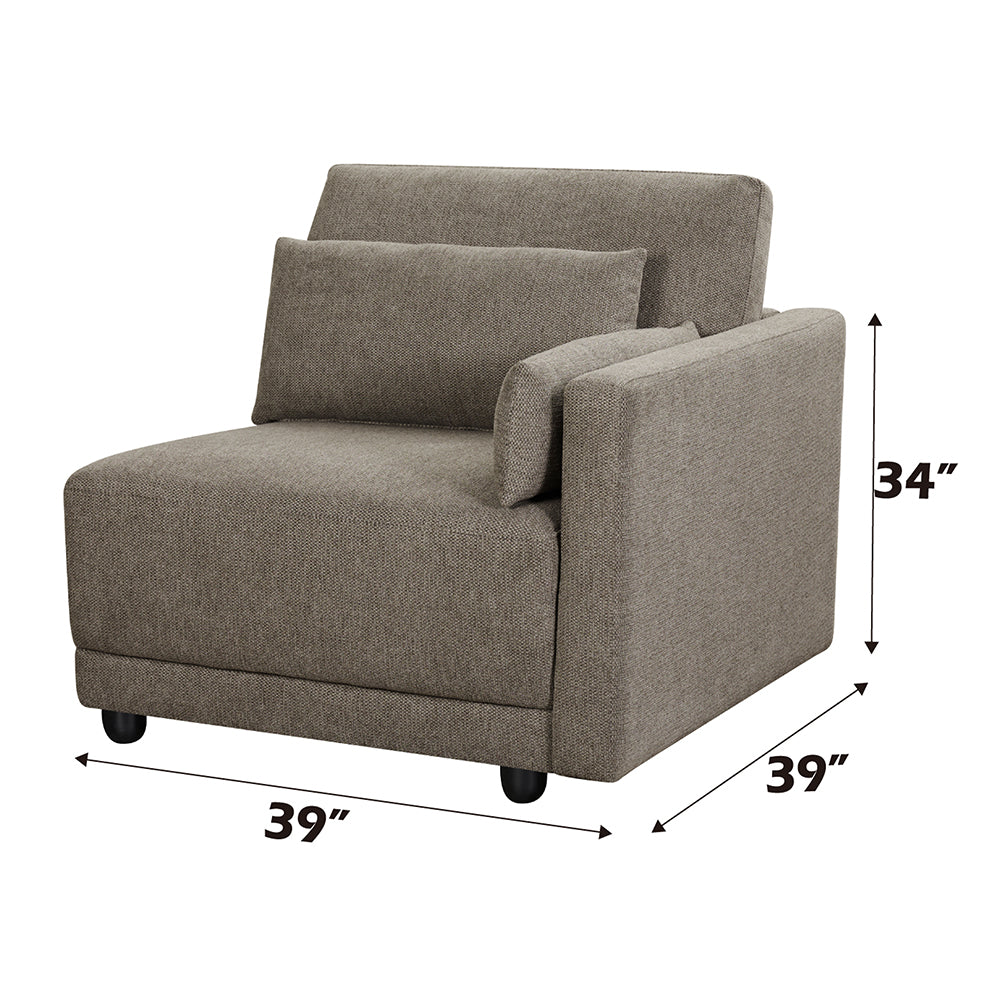 ACME Rylie Brown Linen Modular RF Chair with 2 Pillows Model LV03151