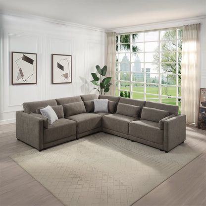 ACME Rylie Brown Linen Modular Armless Chair with Pillow Model LV03152