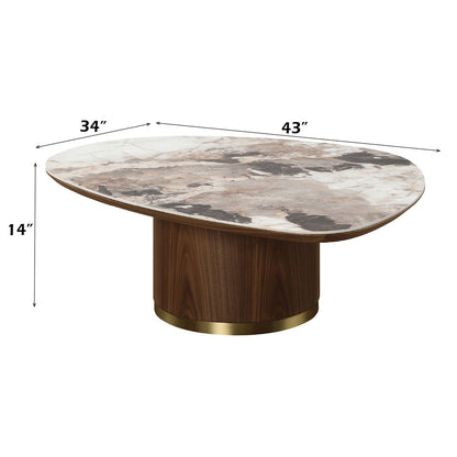 ACME Willene Ceramic Top & Dark Oak Coffee Table with Ceramic Top Model LV03155