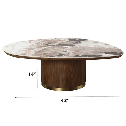 ACME Willene Ceramic Top & Dark Oak Coffee Table with Ceramic Top Model LV03155
