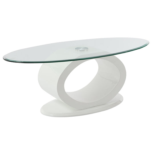 ACME Larry Glass Top White High Gloss Coffee Table Model LV03185