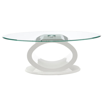 ACME Larry Glass Top White High Gloss Coffee Table Model LV03185