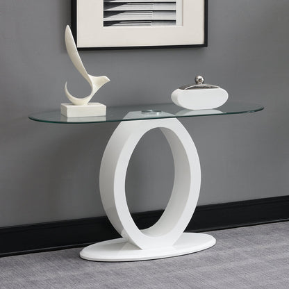 ACME Larry Glass Top White High Gloss Sofa Table Model LV03187
