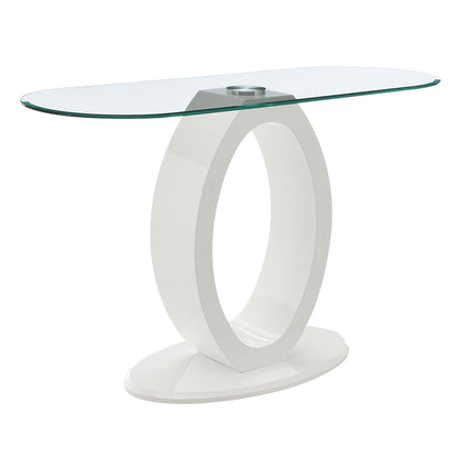 ACME Larry Glass Top White High Gloss Sofa Table Model LV03187