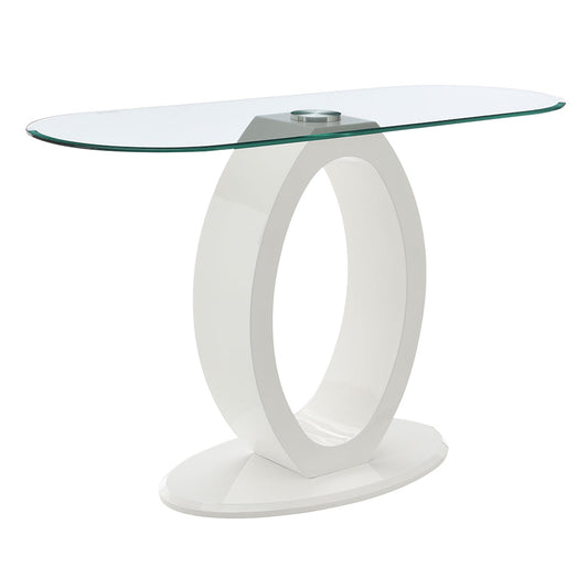ACME Larry Glass Top White High Gloss Sofa Table Model LV03187