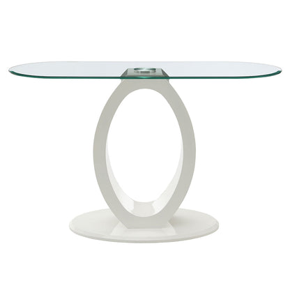 ACME Larry Glass Top White High Gloss Sofa Table Model LV03187