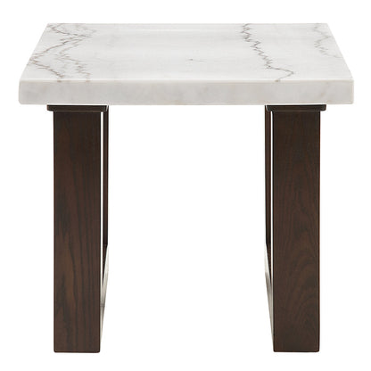 ACME Edwyn Natural Marble Top & Espresso End Table with Natural Marble Top Model LV03206