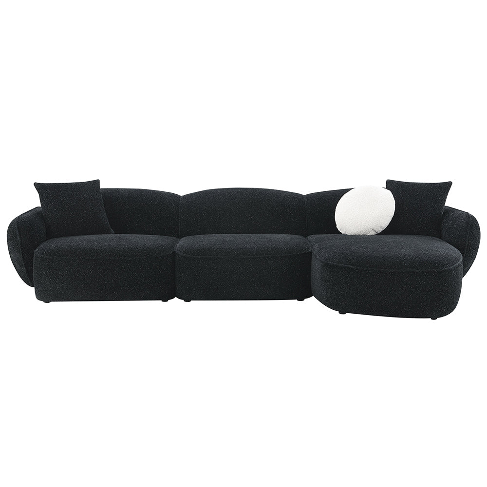 ACME Lucifer Black & White Shimmer Chenille Sectional Sofa with 3 Pillows Model LV03525