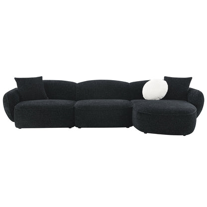 ACME Lucifer Black & White Shimmer Chenille Sectional Sofa with 3 Pillows Model LV03525
