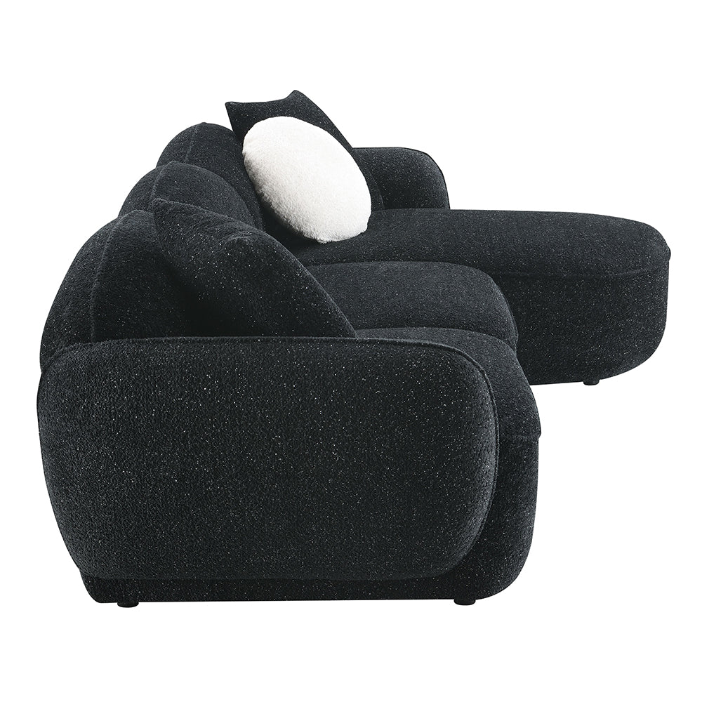 ACME Lucifer Black & White Shimmer Chenille Sectional Sofa with 3 Pillows Model LV03525
