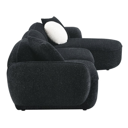 ACME Lucifer Black & White Shimmer Chenille Sectional Sofa with 3 Pillows Model LV03525