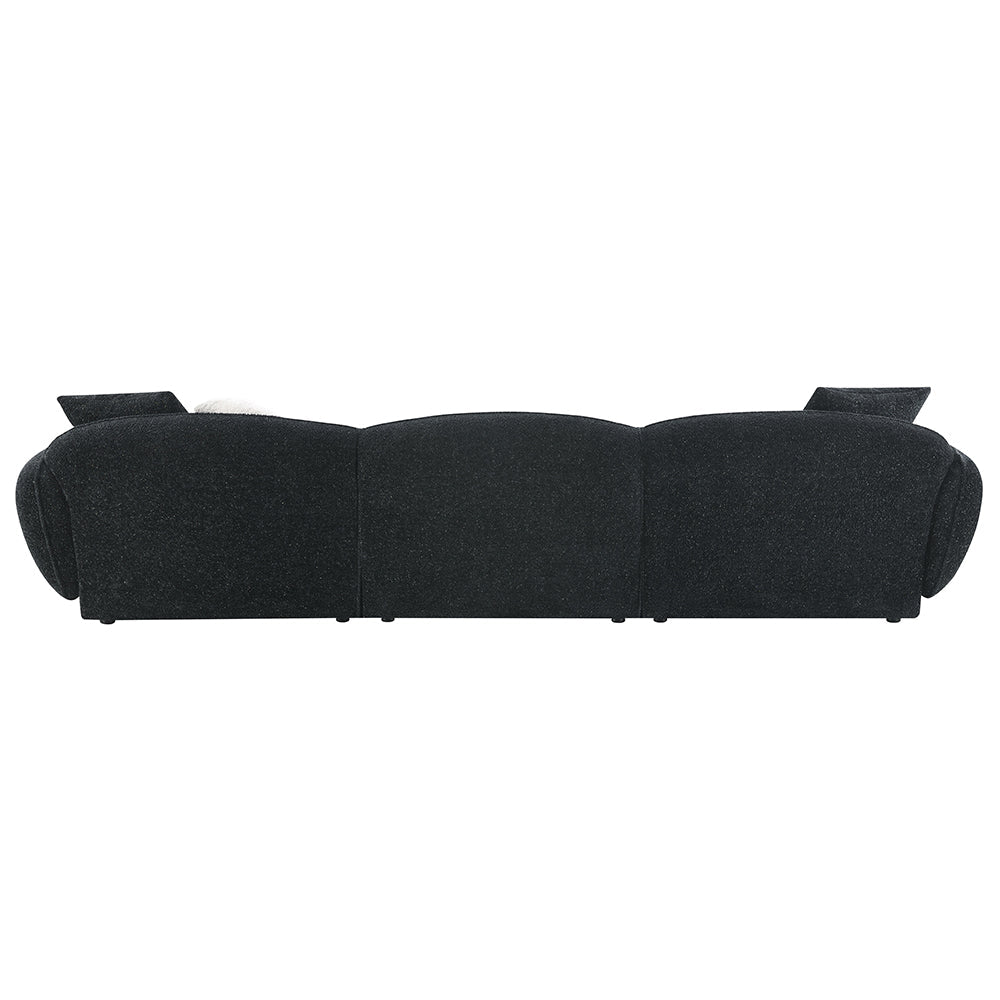ACME Lucifer Black & White Shimmer Chenille Sectional Sofa with 3 Pillows Model LV03525