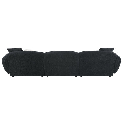 ACME Lucifer Black & White Shimmer Chenille Sectional Sofa with 3 Pillows Model LV03525