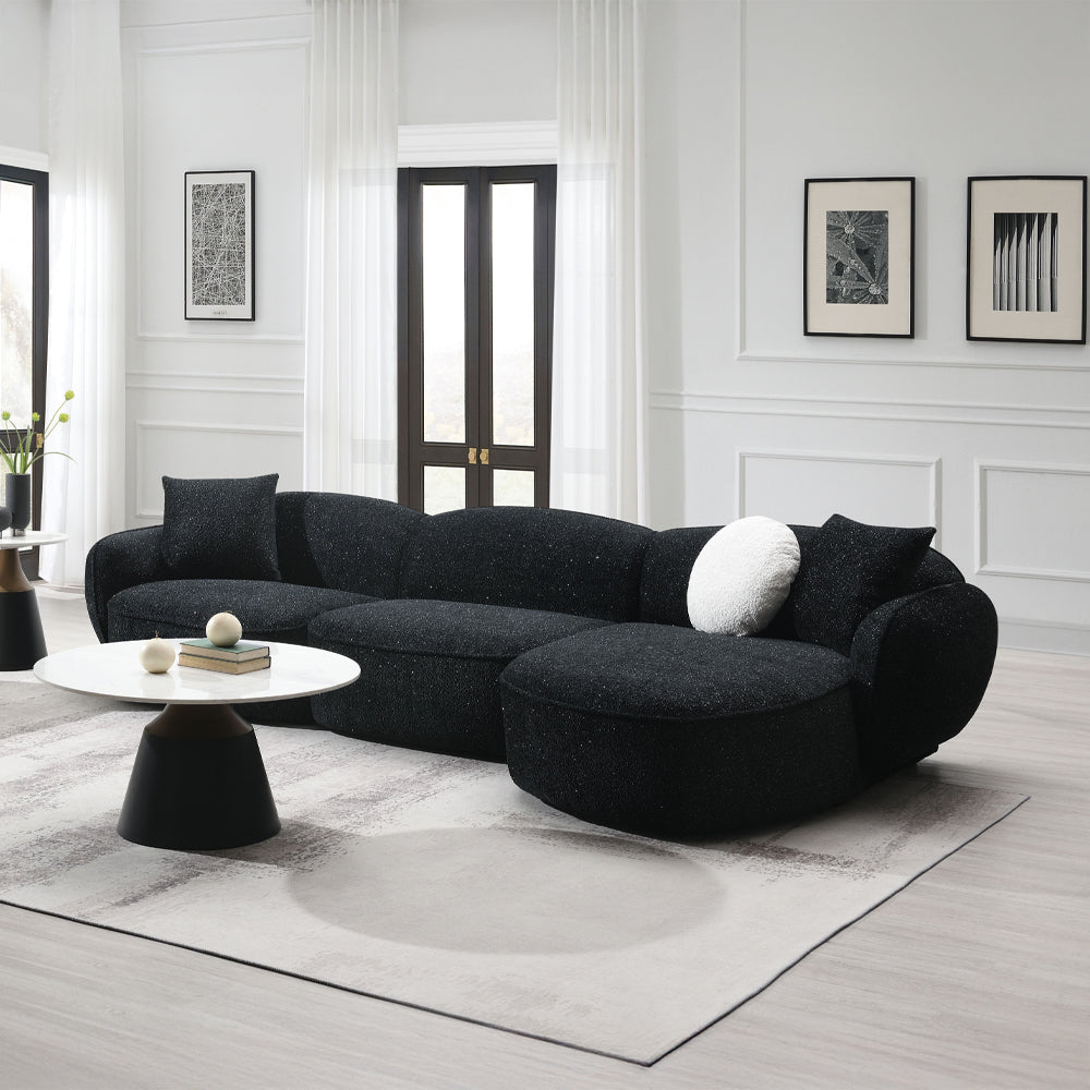 ACME Lucifer Black & White Shimmer Chenille Sectional Sofa with 3 Pillows Model LV03525