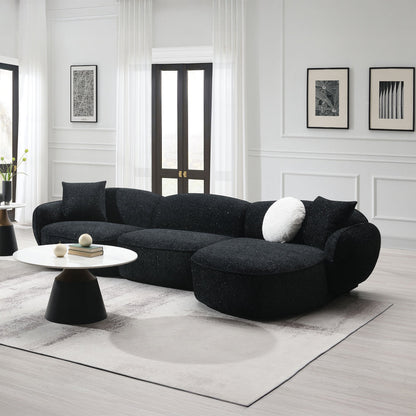 ACME Lucifer Black & White Shimmer Chenille Sectional Sofa with 3 Pillows Model LV03525