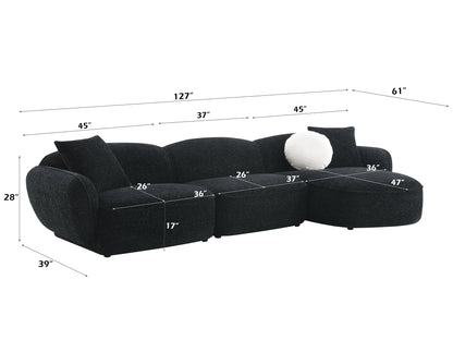 ACME Lucifer Black & White Shimmer Chenille Sectional Sofa with 3 Pillows Model LV03525