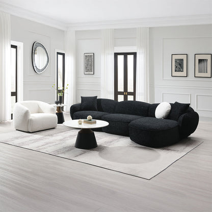 ACME Lucifer Black & White Shimmer Chenille Sectional Sofa with 3 Pillows Model LV03525