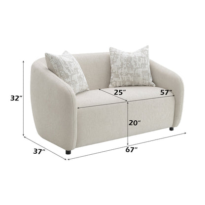 ACME Etienne Beige Linen Loveseat with 2 Pillows Model LV03581