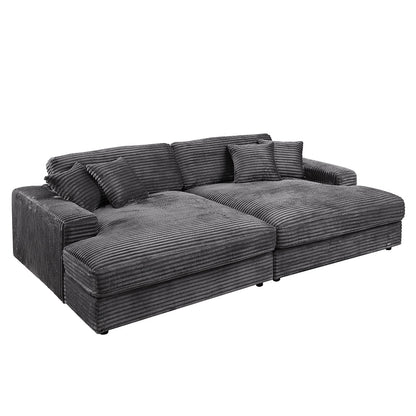 ACME Hilde Dark Gray Cordoury Sectional Sofa with 4 Pillows Model LV03690