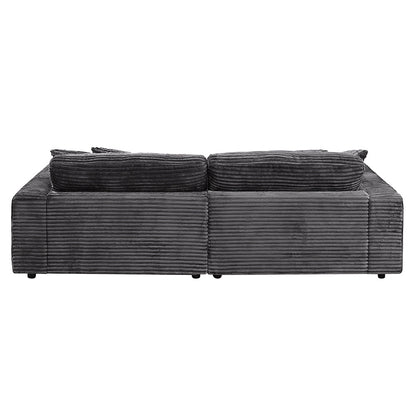 ACME Hilde Dark Gray Cordoury Sectional Sofa with 4 Pillows Model LV03690