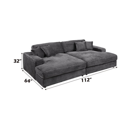 ACME Hilde Dark Gray Cordoury Sectional Sofa with 4 Pillows Model LV03690