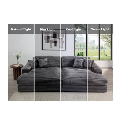 ACME Hilde Dark Gray Cordoury Sectional Sofa with 4 Pillows Model LV03690