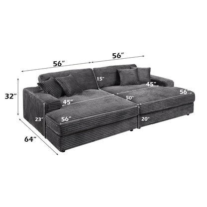 ACME Hilde Dark Gray Cordoury Sectional Sofa with 4 Pillows Model LV03690